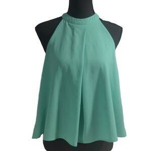 Halter Top Crew Neck Keyhole Back Fully Lined Mint Green